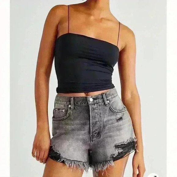 Free People Frayed Jean Shorts - Picture 3 of 7